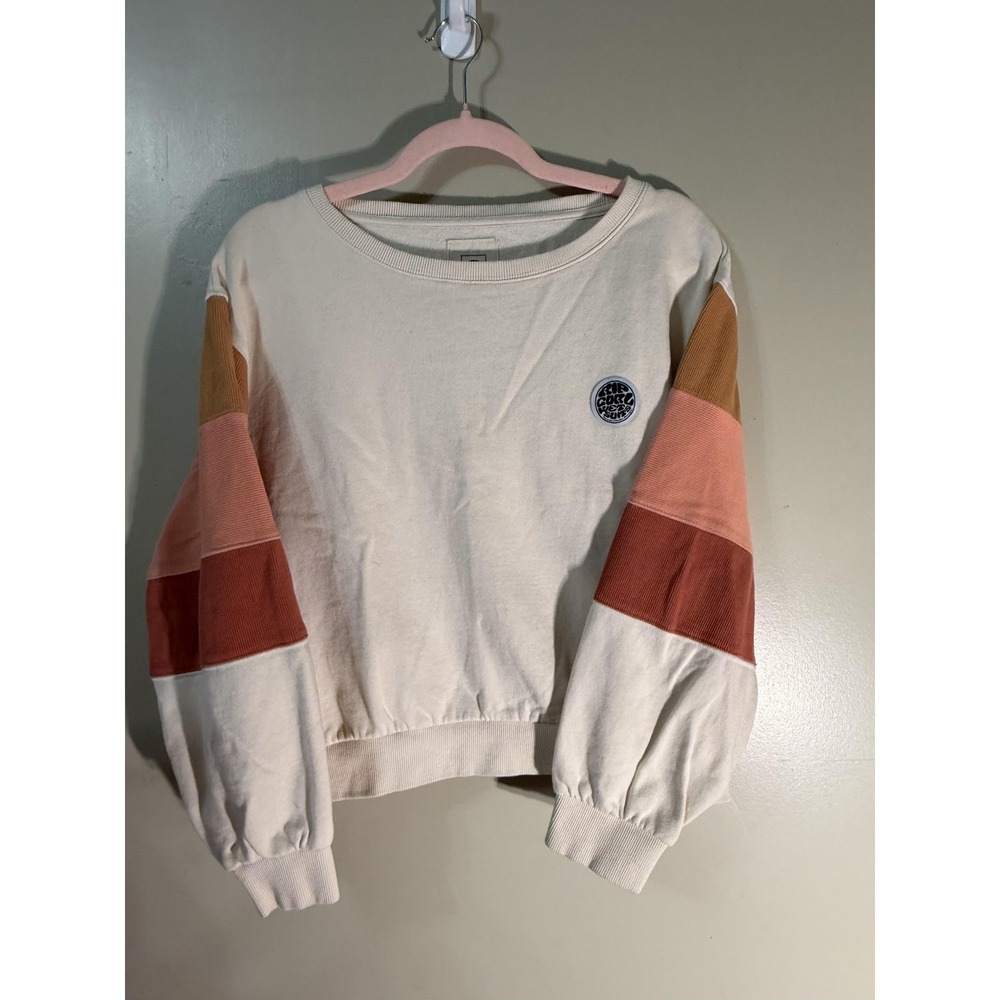 Rip Curl Sweatshirt Womens M White Colorblock Graphic Pullover Crew Neck